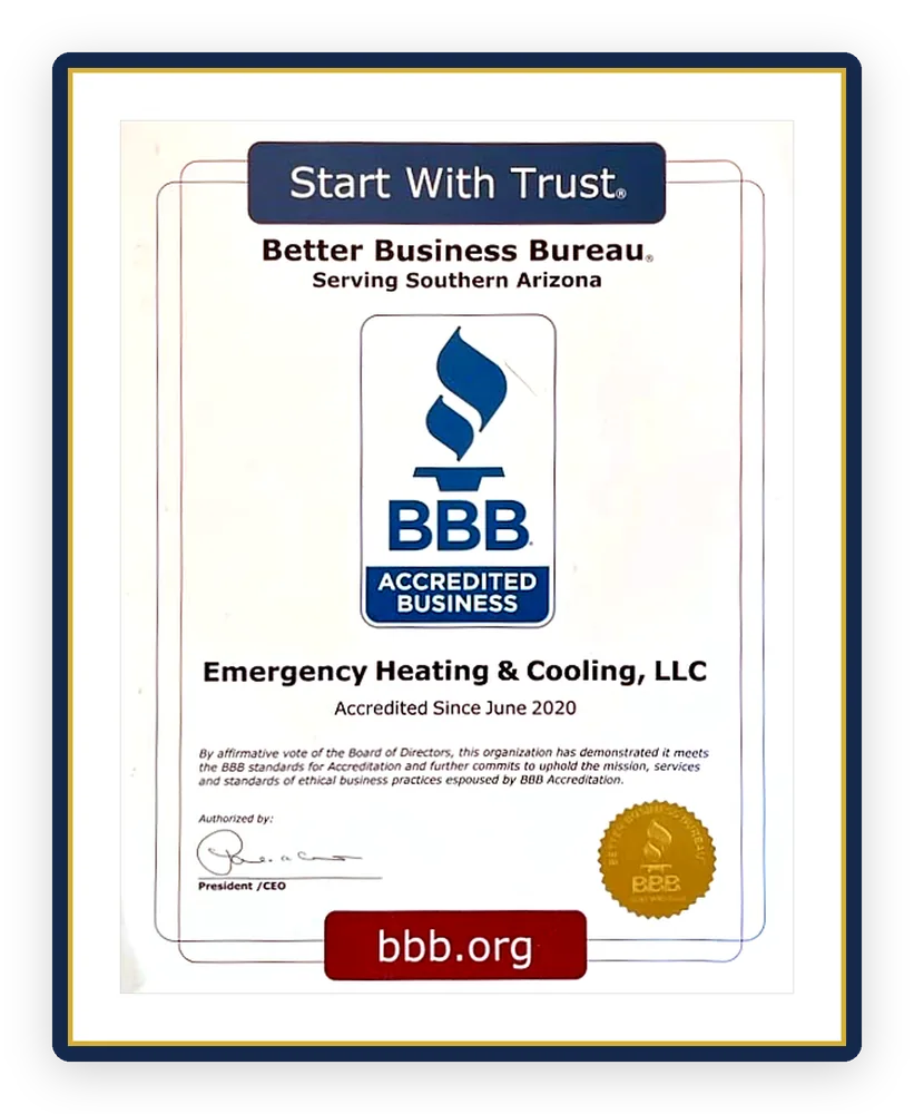 Better Business Bureau Accredited Business certificate